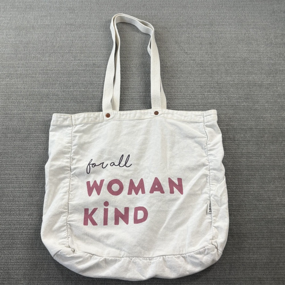 FEED Tote Bag White 28x16 For All Womankind Canvas 10 Meals Provided